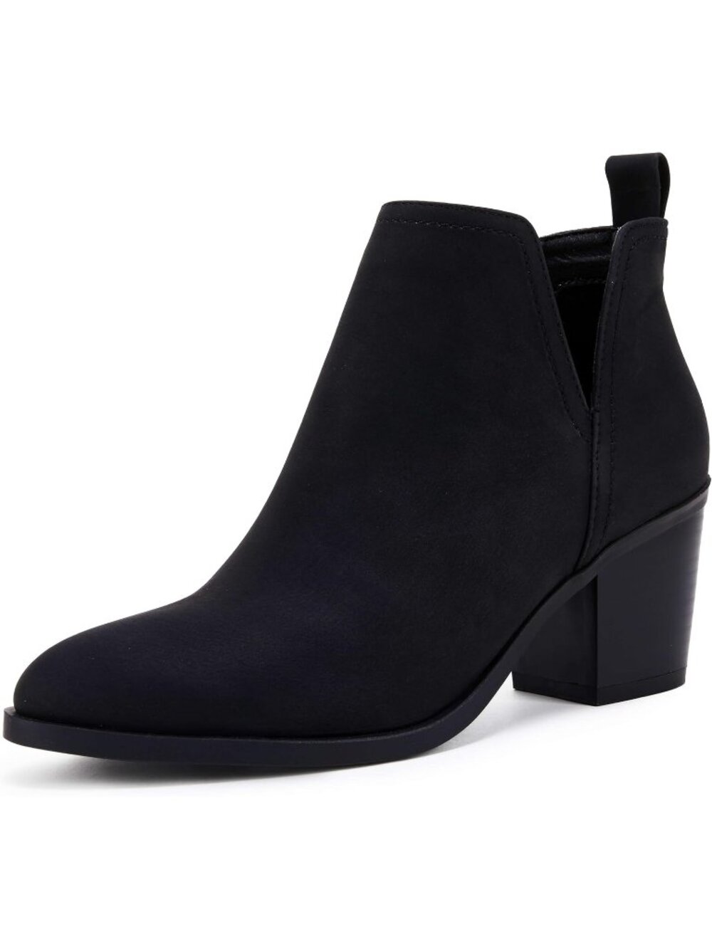 Women's Black  Cut Out Ankle Boots Chunky Stacked Heel Western Booties